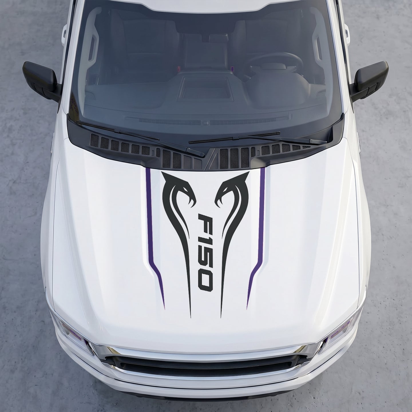 Hood Panel Decal/Sticker - Twin Cobra Snakes Hood Decal – Aggressive Viper Graphic Vinyl Sticker Graphic Kit - For Ford F-150 F150 2015-2020 - Premium Vinyl
