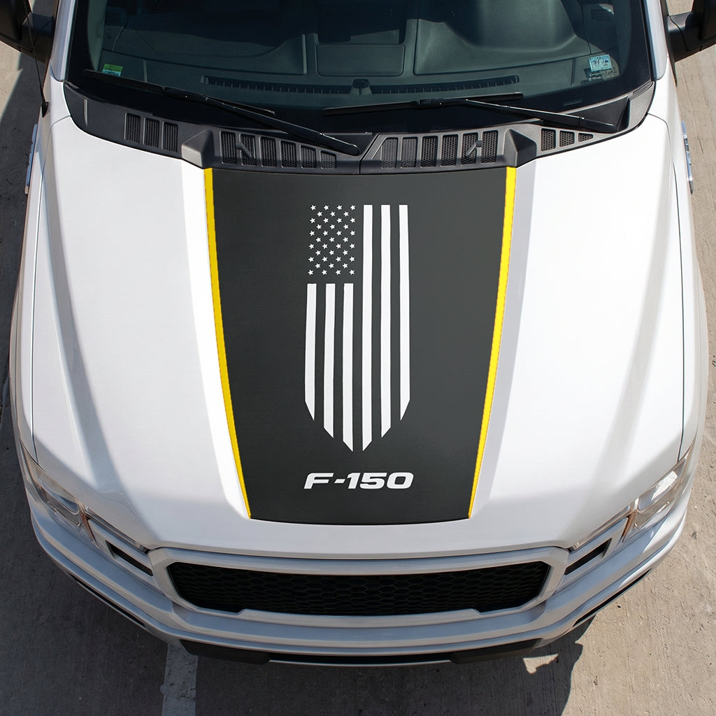 Hood Panel Decal/Sticker - America Flag Graphic Decal Graphic Kit - For Ford F-150 2015-2020 - Premium Vinyl