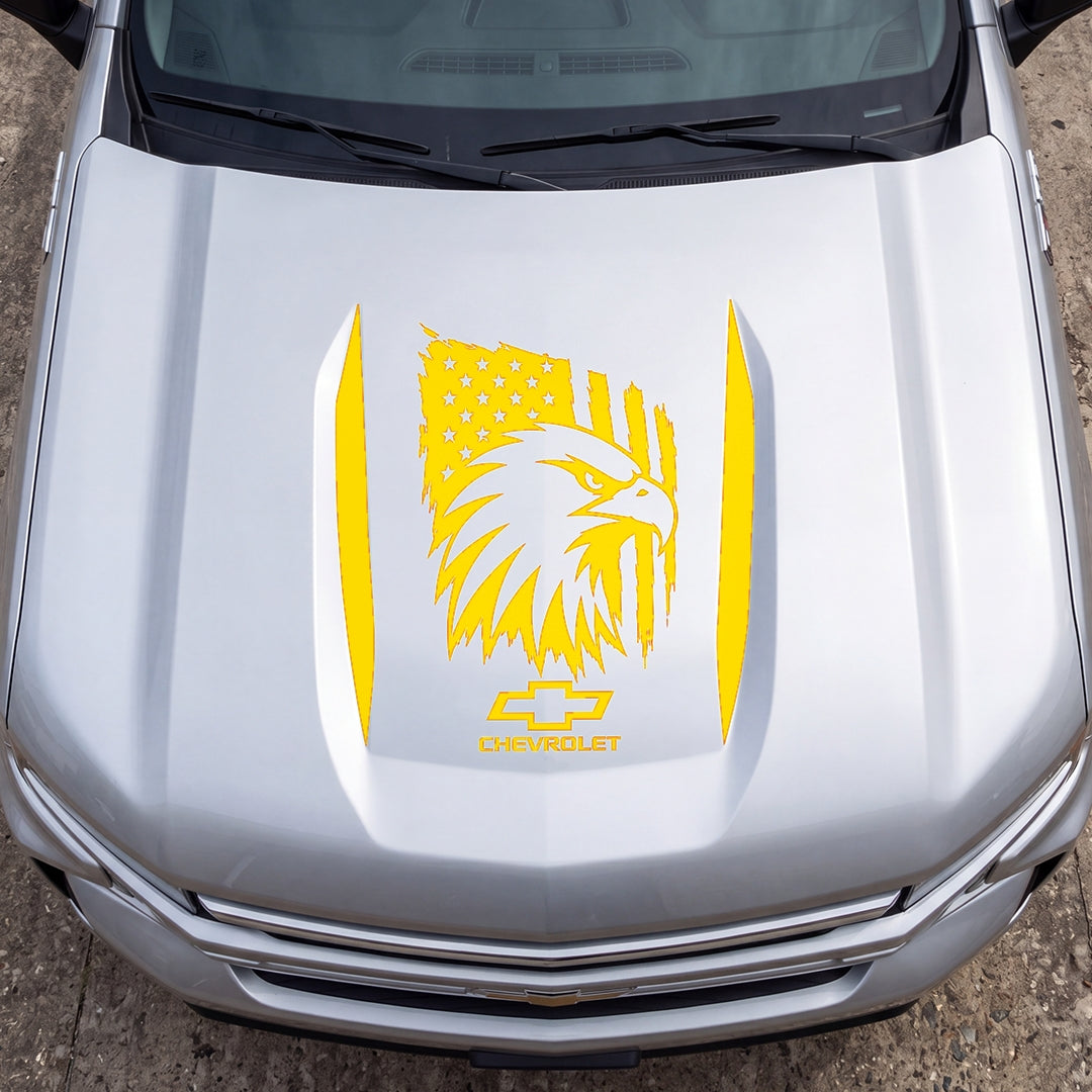 Hood Panel Decal/Sticker - American Eagle Head Graphic Decal Graphic Kit - For Chevrolet Silverado 2019-2024 - Premium Vinyl
