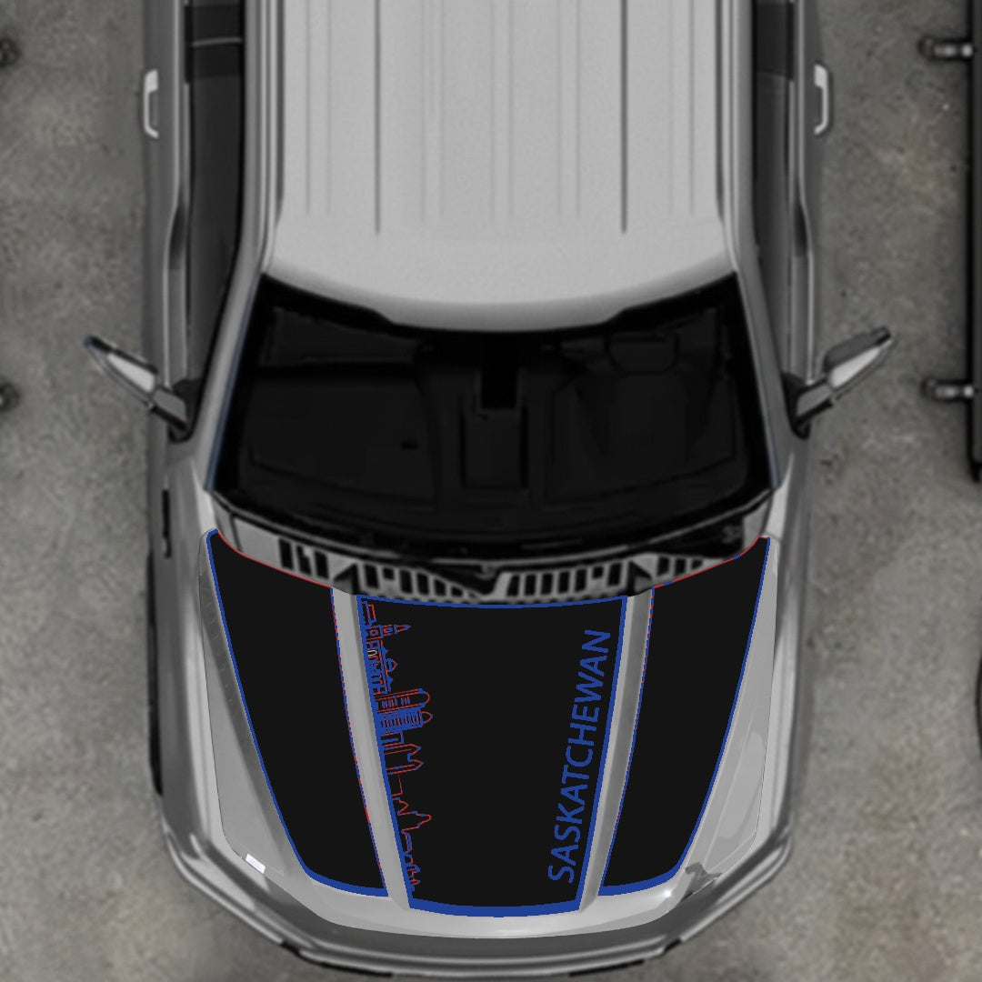 Hood Panel Decal/Sticker - Saskatchewan Skyline - Border Graphic Kit - For Ford F-150 2020-2026 - Premium Vinyl