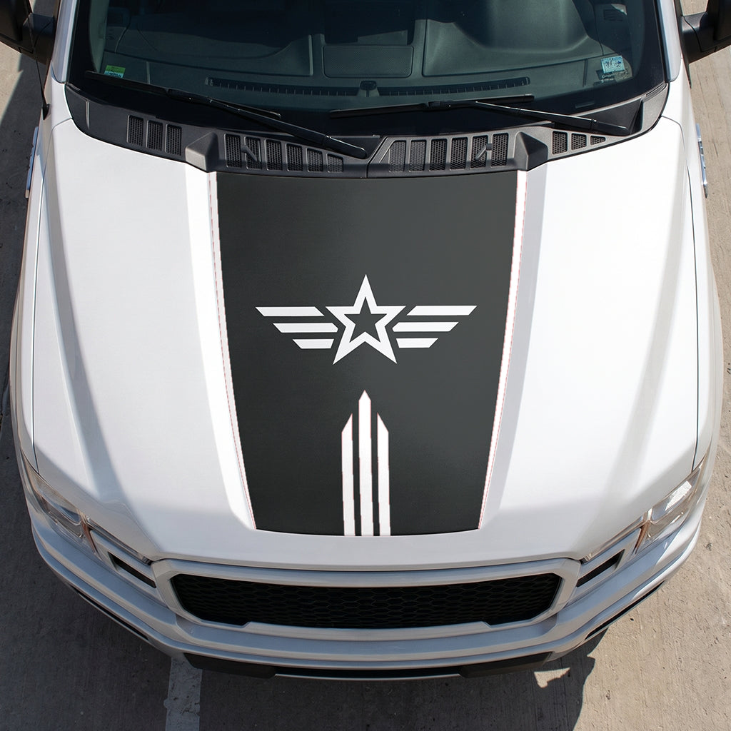Hood Panel Decal/Sticker - Star Graphic Decal Graphic Kit - For Ford F-150 2015-2020 - Premium Vinyl