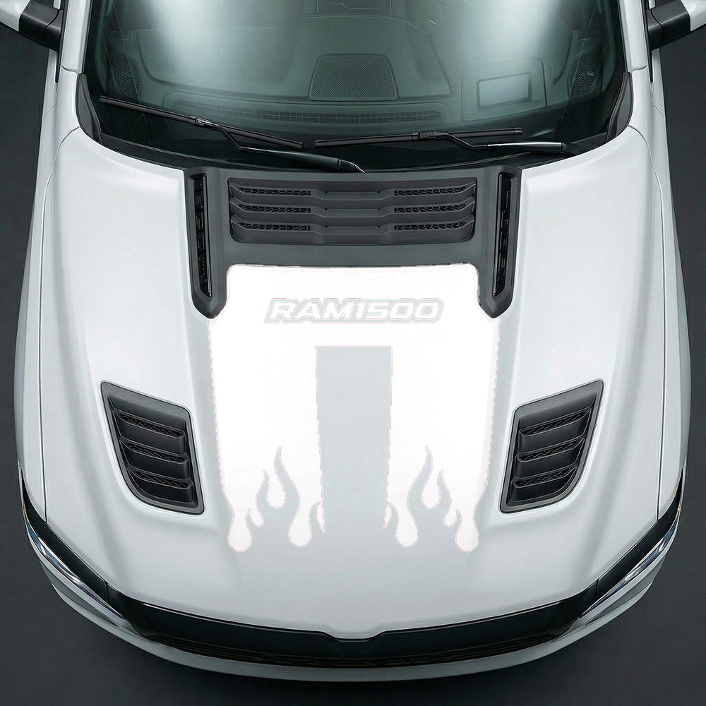 Hood Panel Decal/Sticker - RAM 1500 Flaming U-Shape Graphic Kit - For Dodge Ram 2019-2025 - Premium Vinyl