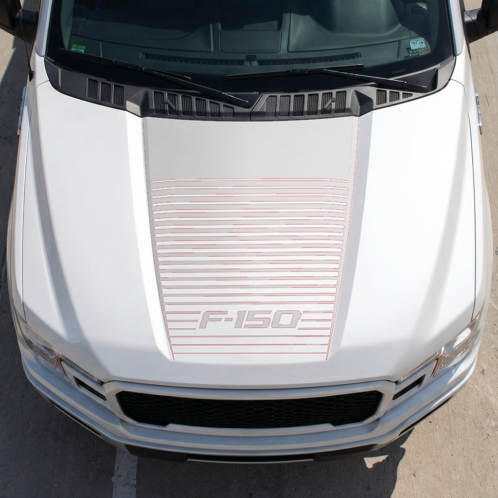 Hood Panel Decal/Sticker - Waves Graphic Decal Graphic Kit - For Ford F-150 2015-2020 - Premium Vinyl