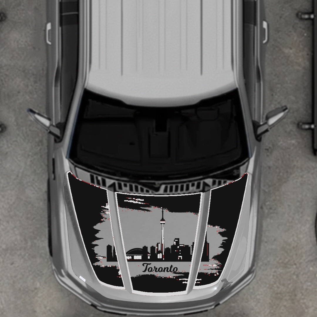 Hood Panel Decal/Sticker - Toronto - Cut - Border Graphic Kit - For Ford F-150 2020-2026 - Premium Vinyl