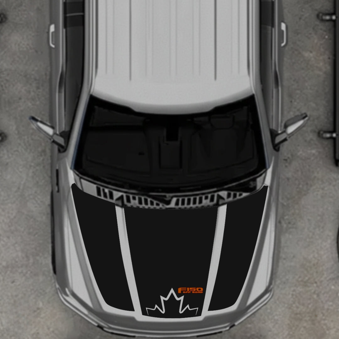 Hood Panel Decal/Sticker - Canada Style 1 - Cut Graphic Kit - For Ford F-150 2020-2026 - Premium Vinyl