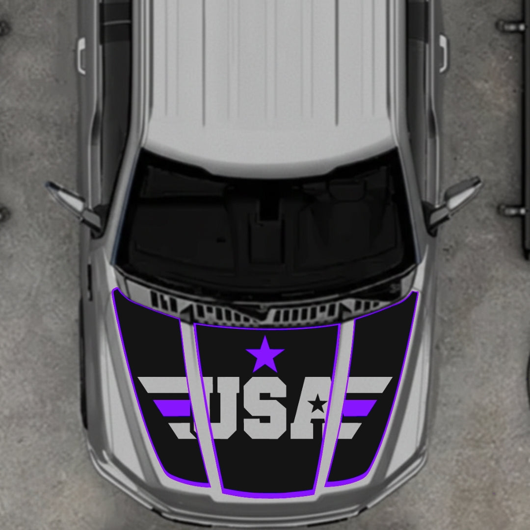 Hood Panel Decal/Sticker - USA Style 6 Graphic Kit - For Ford F-150 2020-2026 - Premium Vinyl