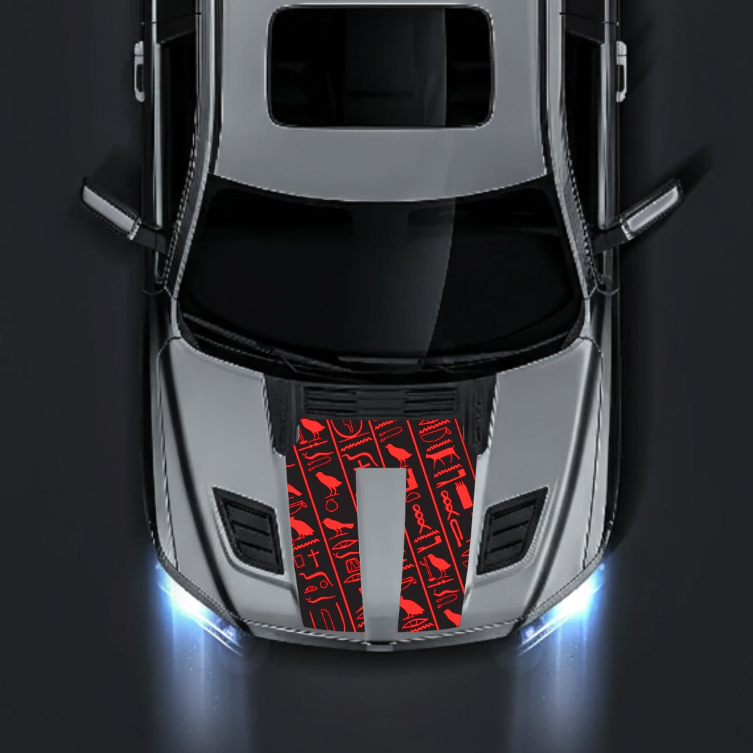 Hood Panel Decal/Sticker - Egyptian Hieroglyphs Graphic Kit - For Dodge RAM 1500 2019-2025 - Premium Vinyl