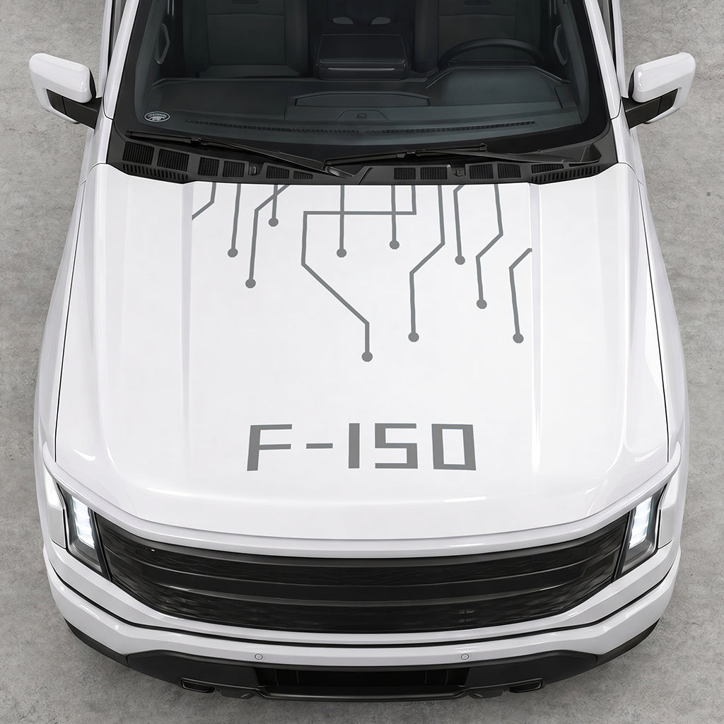Hood Panel Decal/Sticker - Cut F150 Electric Circuit Graphic Decal Graphic Kit - For FORD F-150 2015-2020 - Premium Vinyl