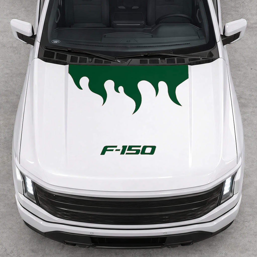 Hood Panel Decal/Sticker - Burning Flames Graphic Decal Graphic Kit - For Ford F-150 2015-2020 - Premium Vinyl