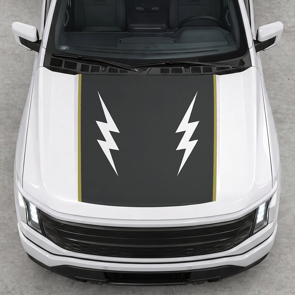 Hood Panel Decal/Sticker - Twin Electric Waves Graphic Decal Graphic Kit - For Ford F-150 2015-2020 - Premium Vinyl