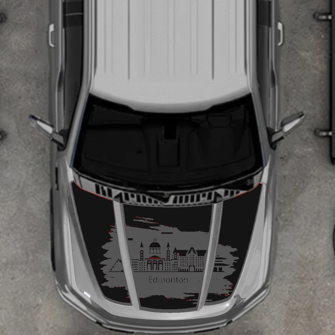 Hood Panel Decal/Sticker - Edmonton - Border Graphic Kit - For Ford F-150 2020-2026 - Premium Vinyl