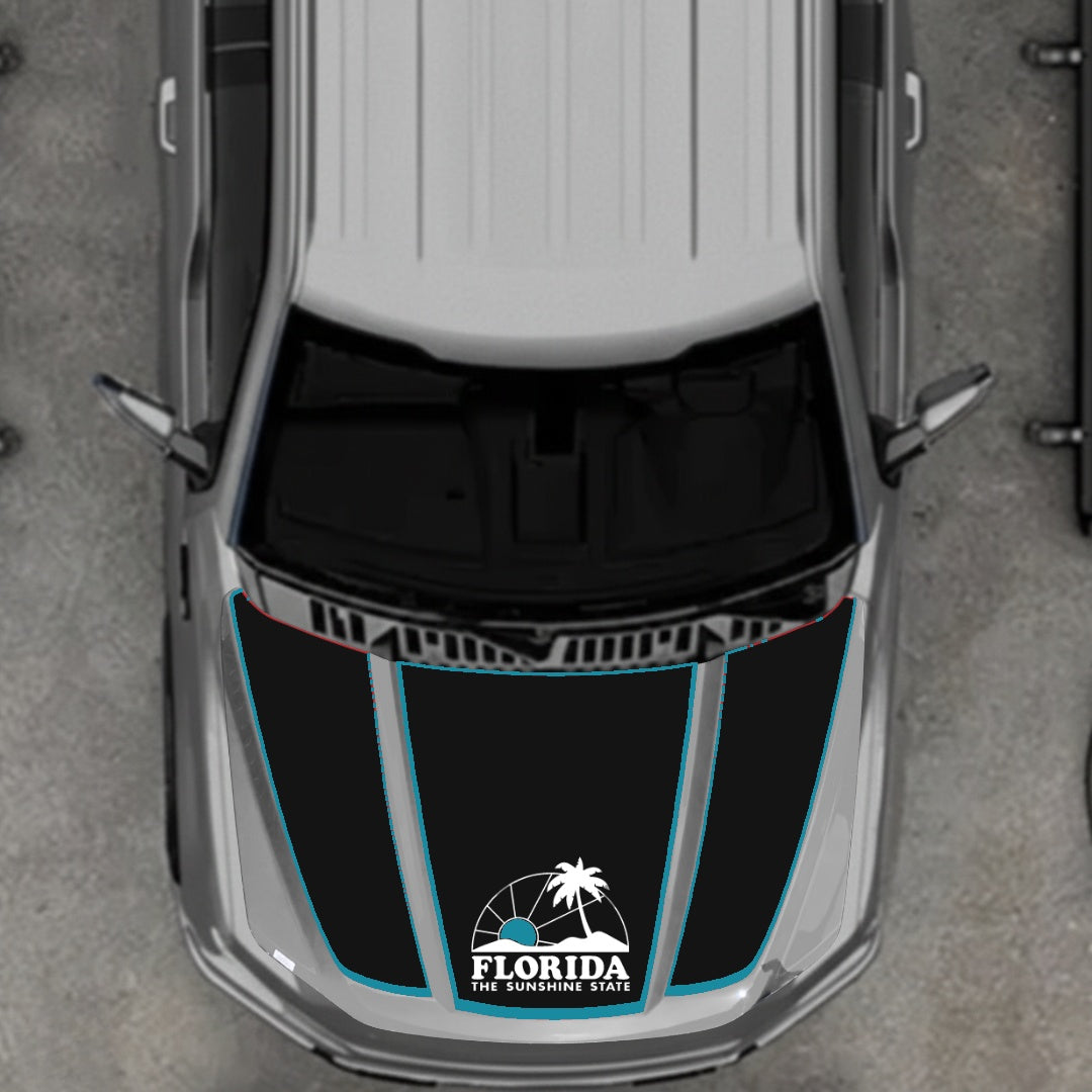 Hood Panel Decal/Sticker - Flordia - Cut - Border Graphic Kit - For Ford F-150 2020-2026 - Premium Vinyl
