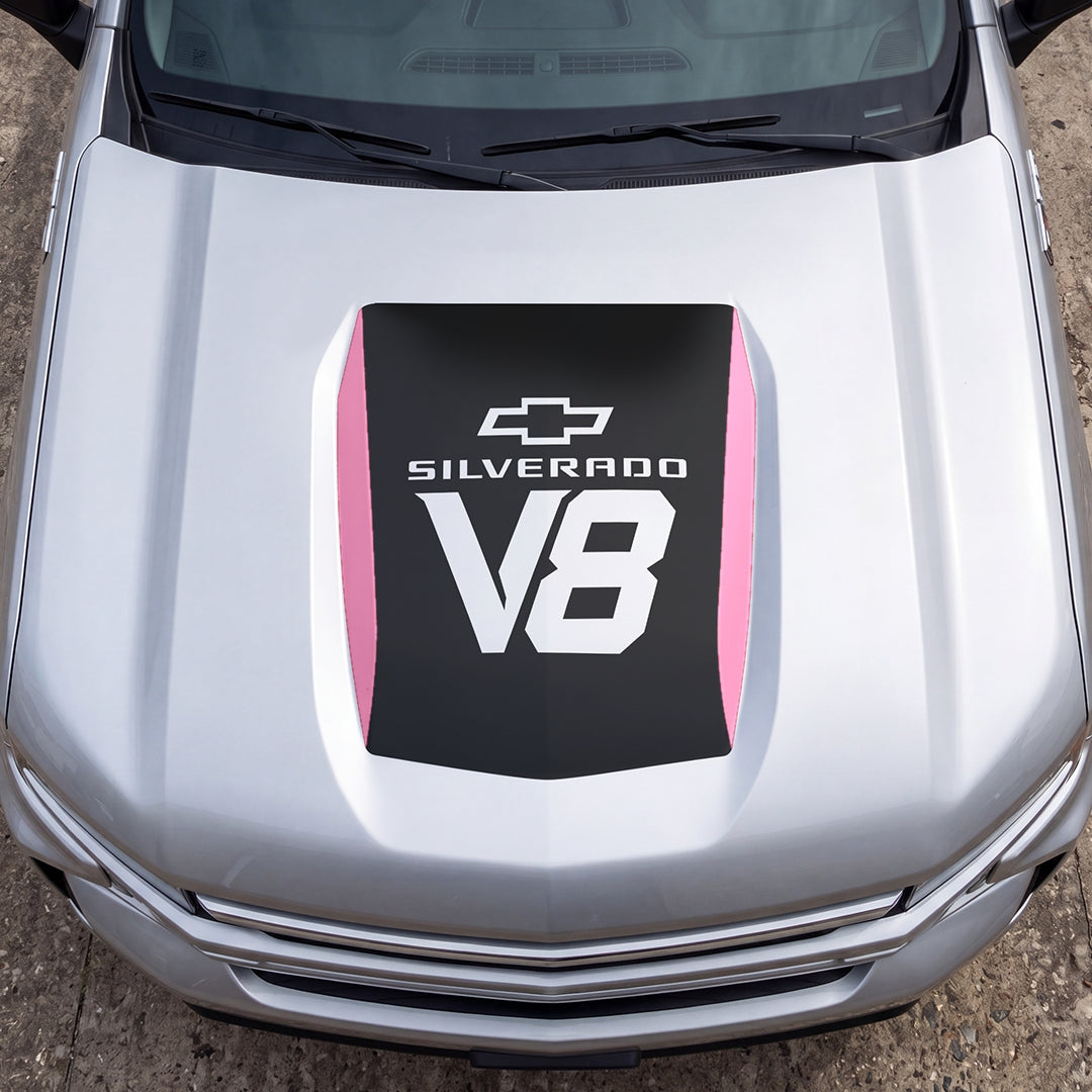 Hood Panel Decal/Sticker - V8 Graphic Decal Graphic Kit - For Chevrolet Silverado 2019-2024 - Premium Vinyl