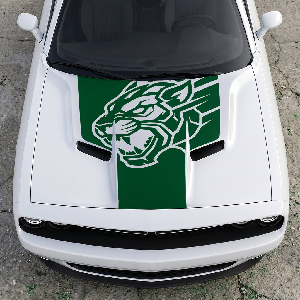 Hood Panel Decal/Sticker - Hellcat Predator Shadow - Aggressive Full-Face Jungle Cat Graphic Kit - For Dodge Challenger 2015-2024 - Premium Vinyl