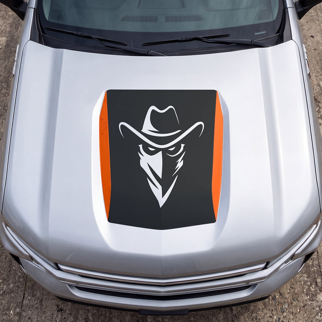 Hood Panel Decal/Sticker - Cowboy Bandit Graphic Decal Graphic Kit - For Chevrolet Silverado 2019-2024 - Premium Vinyl