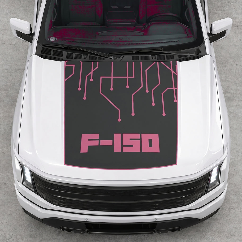 Hood Panel Decal/Sticker - F150 Electric Circuit Graphic Decal Graphic Kit - For FORD F-150 2015-2020 - Premium Vinyl