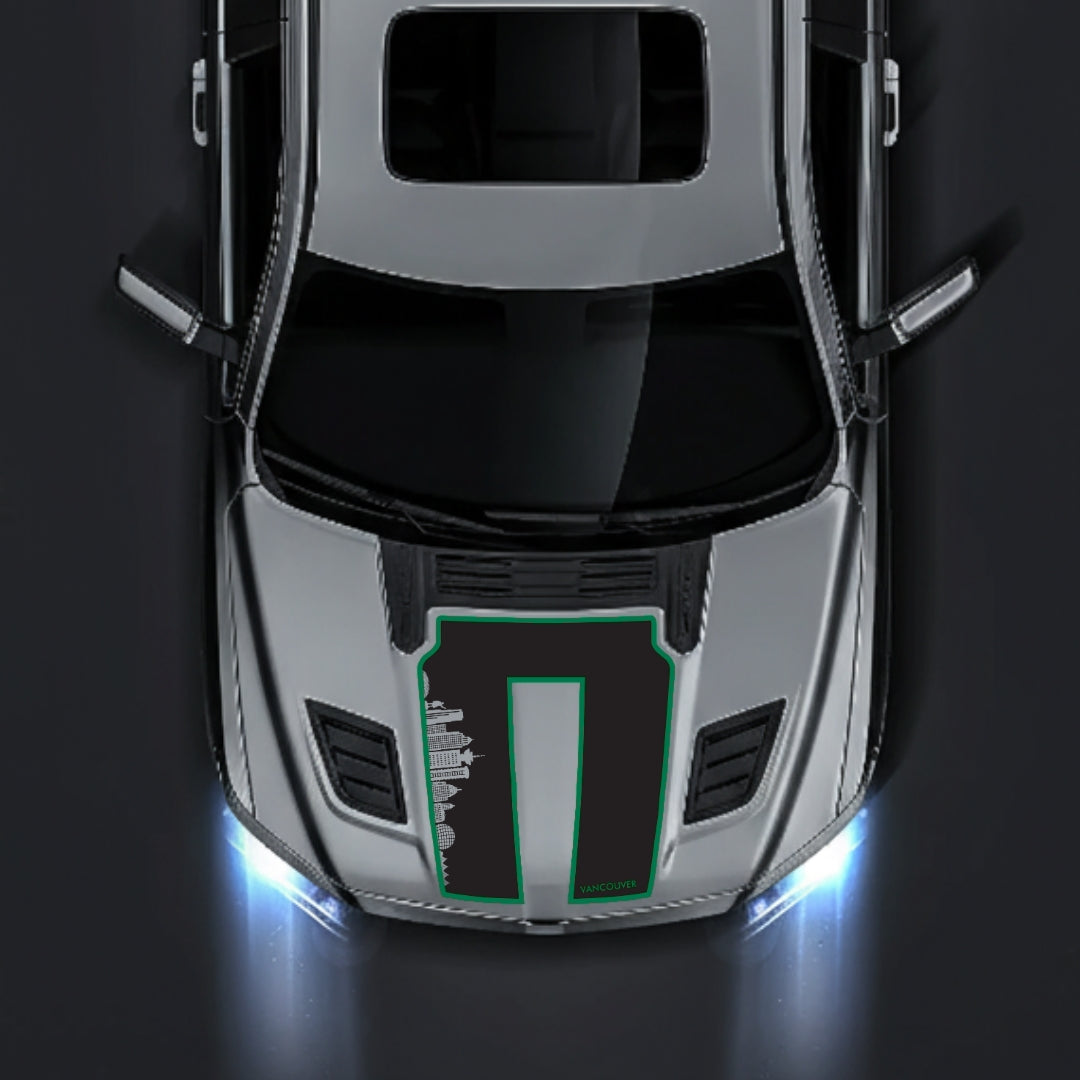 Performance Hood Panel Decal/Sticker - Vancouver Skyline - Cut - Border Graphic Kit - For Dodge RAM 1500 2019-2025 - Premium Vinyl