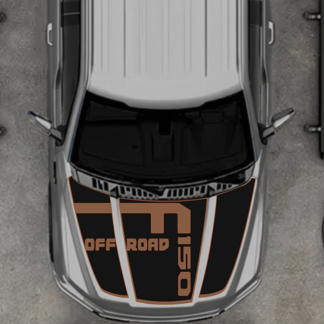 Hood Panel Decal/Sticker - Style 6 - Border Graphic Kit - For Ford F-150 2020-2026 - Premium Vinyl