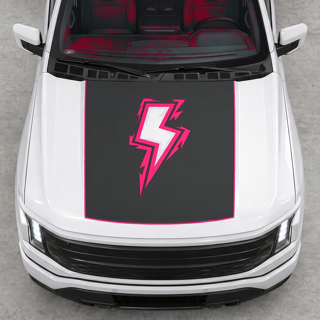 Hood Panel Decal/Sticker - Bordered Electric Graphic Decal Graphic Kit - For FORD F-150 2015-2020 - Premium Vinyl