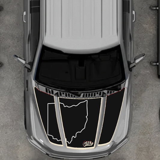 Hood Panel Decal/Sticker - Ohio - Cut - Border Graphic Kit - For Ford F-150 2020-2026 - Premium Vinyl
