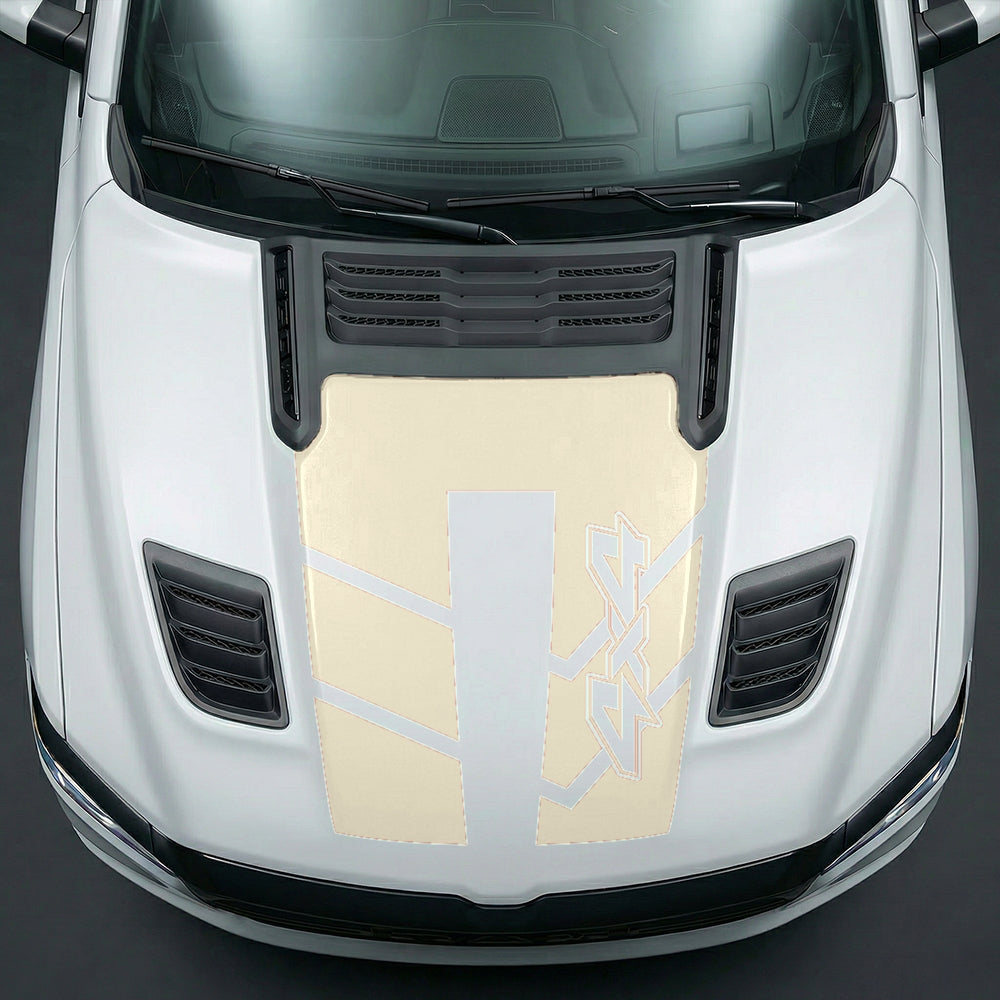 Hood Panel Decal/Sticker - Bold 4x4 Geometric Chevron Graphic Kit - For Dodge Ram 2019-2025 - Premium Vinyl