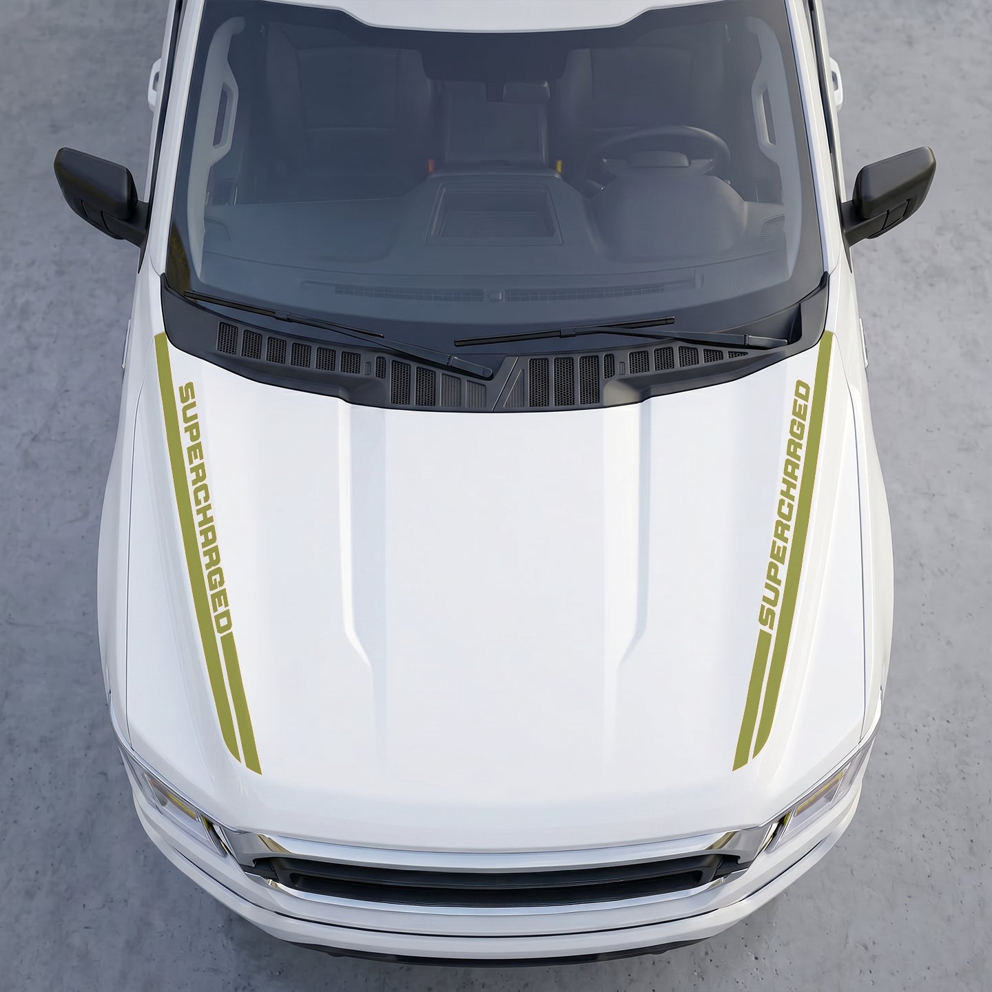 Hood Panel Decal/Sticker - Supercharged Edition  Hood Cowl Stripes – Dual Side Track Vinyl Decal Graphic Kit - For Ford F-150 F150 2015-2020 - Premium Vinyl