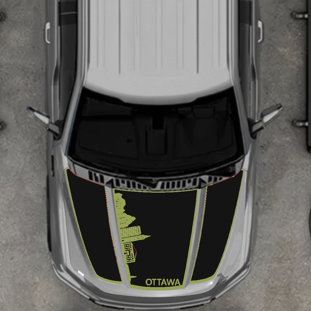 Hood Panel Decal/Sticker - Ottawa Skyline - Border Graphic Kit - For Ford F-150 2020-2026 - Premium Vinyl