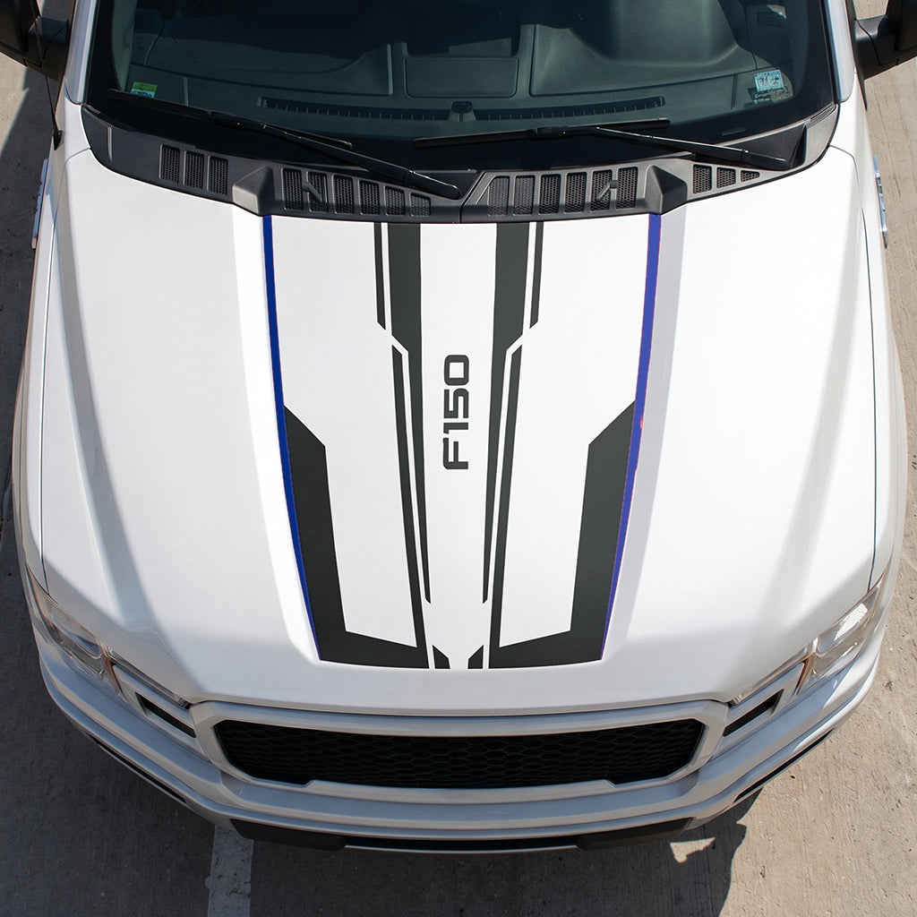 Hood Panel Decal/Sticker - Speed Graphic Decal Graphic Kit - For Ford F-150 2015-2020 - Premium Vinyl