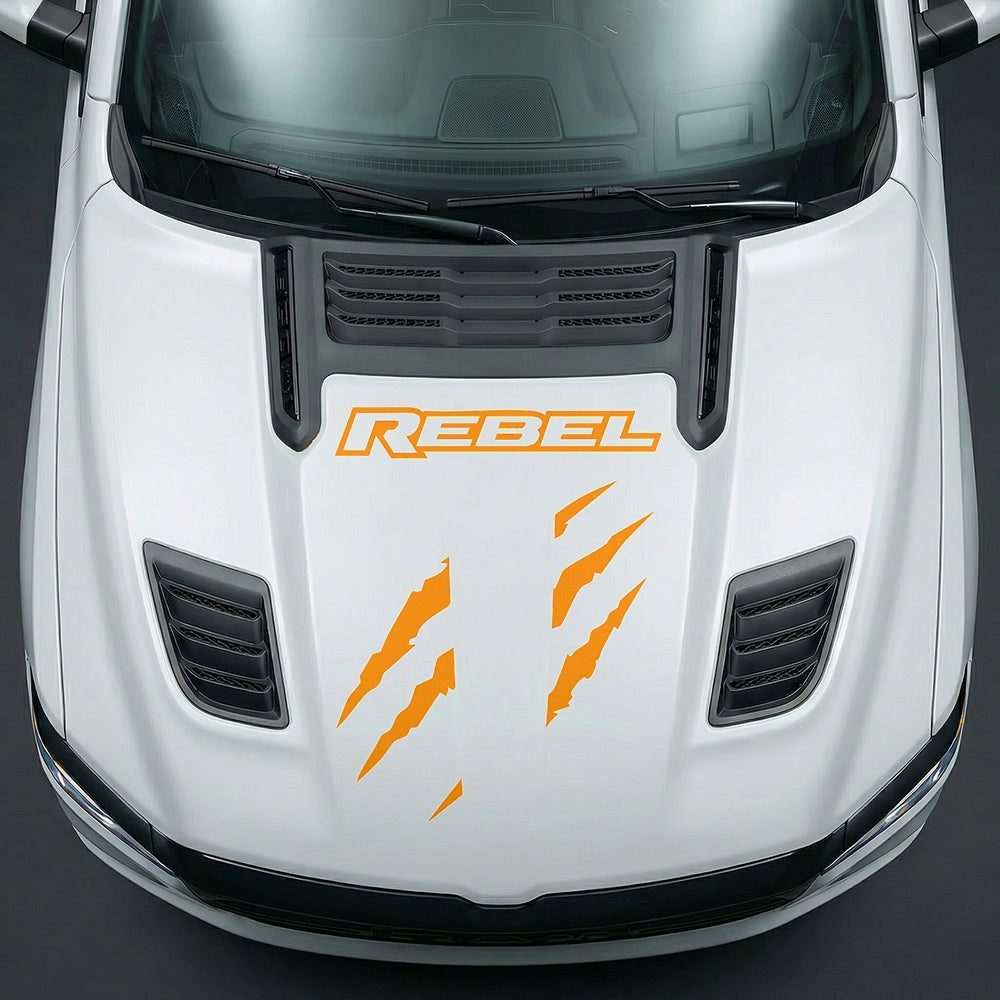 Hood Panel Decal/Sticker - Fierce REBEL Monster Slash - Cut Graphic Kit - For Dodge Ram 2019-2025 - Premium Vinyl