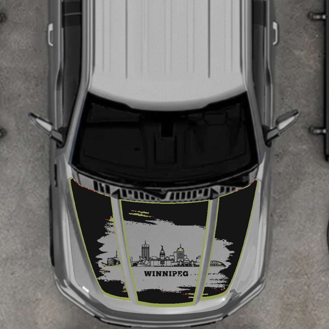 Hood Panel Decal/Sticker - Winnipeg - Cut - Border Graphic Kit - For Ford F-150 2020-2026 - Premium Vinyl