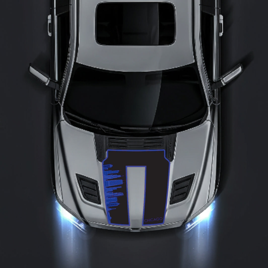 Hood Panel Decal/Sticker - Chicago Skyline - Border Graphic Kit - For Dodge RAM 1500 2019-2025 - Premium Vinyl