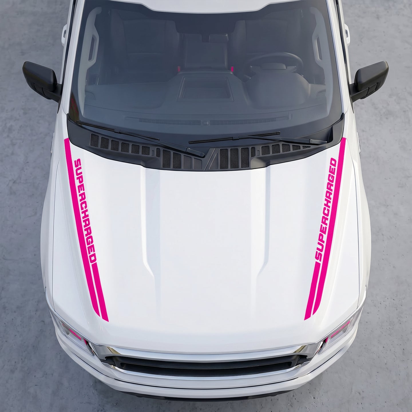 Hood Panel Decal/Sticker - Supercharged Edition  Hood Cowl Stripes – Dual Side Track Vinyl Decal Graphic Kit - For Ford F-150 F150 2015-2020 - Premium Vinyl