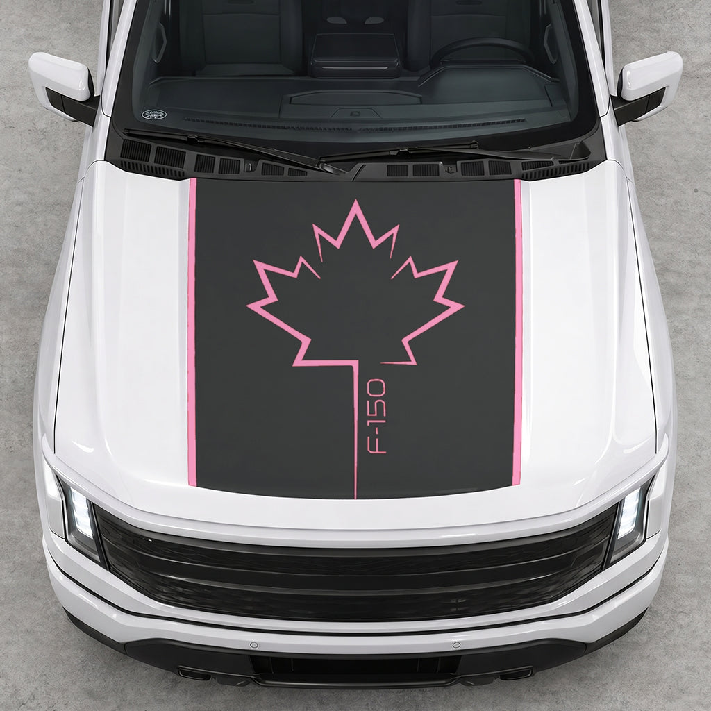 Hood Panel Decal/Sticker - Canada Leaf Graphic Decal Graphic Kit - For Ford F-150 2015-2020 - Premium Vinyl