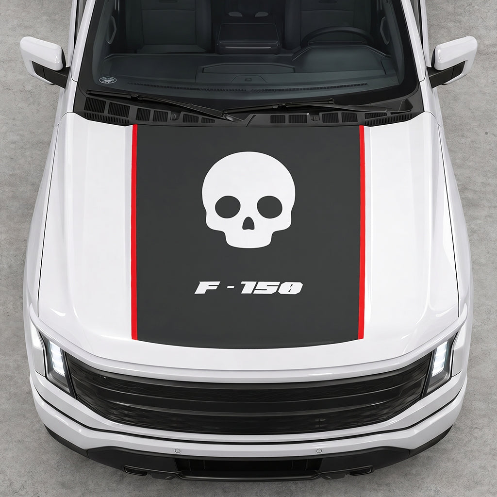 Hood Panel Decal/Sticker - Skull Graphic Decal Graphic Kit - For Ford F-150 2015-2020 - Premium Vinyl