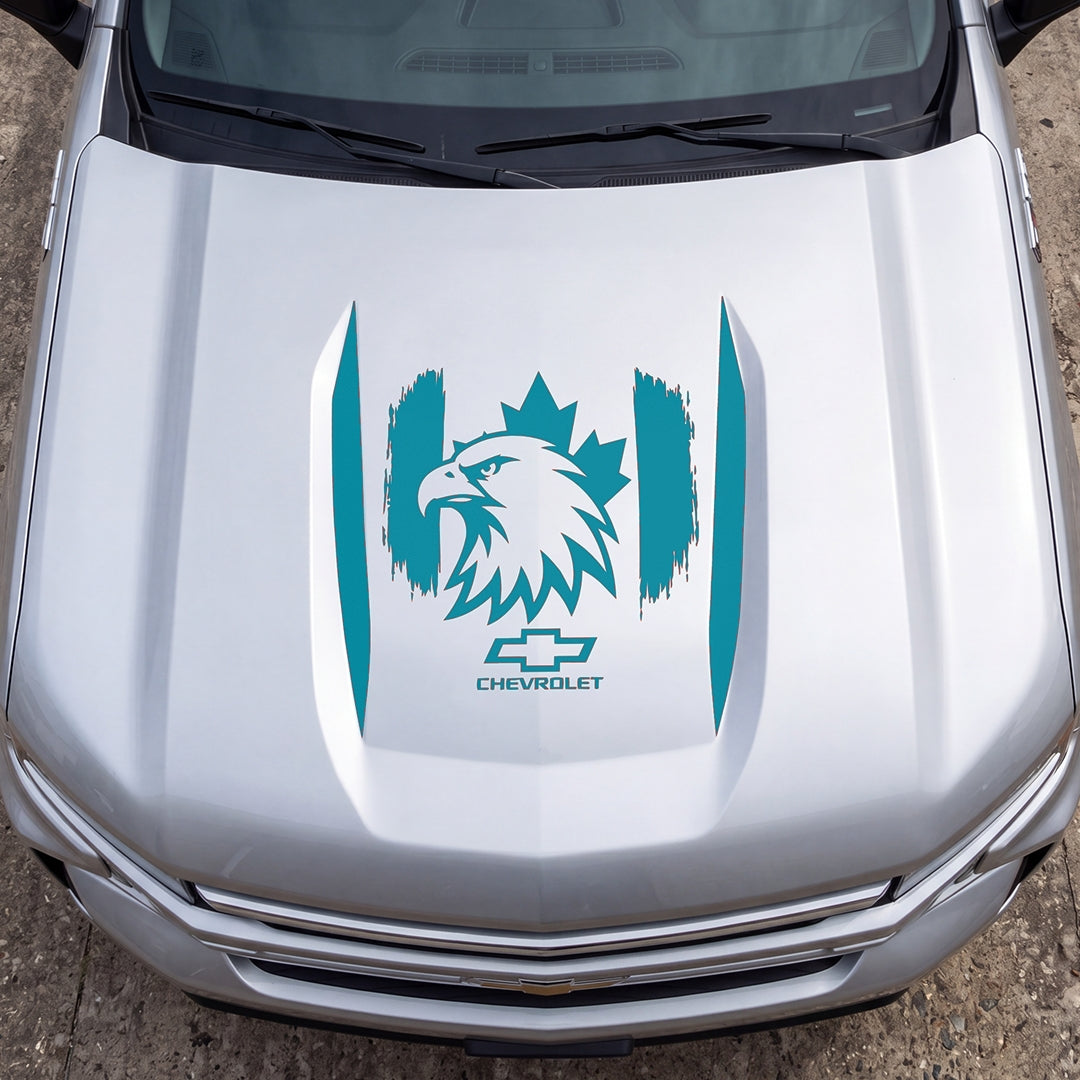 Hood Panel Decal/Sticker - Canadaian Eagle Graphic Decal Graphic Kit - For Chevrolet Silverado 2019-2024 - Premium Vinyl