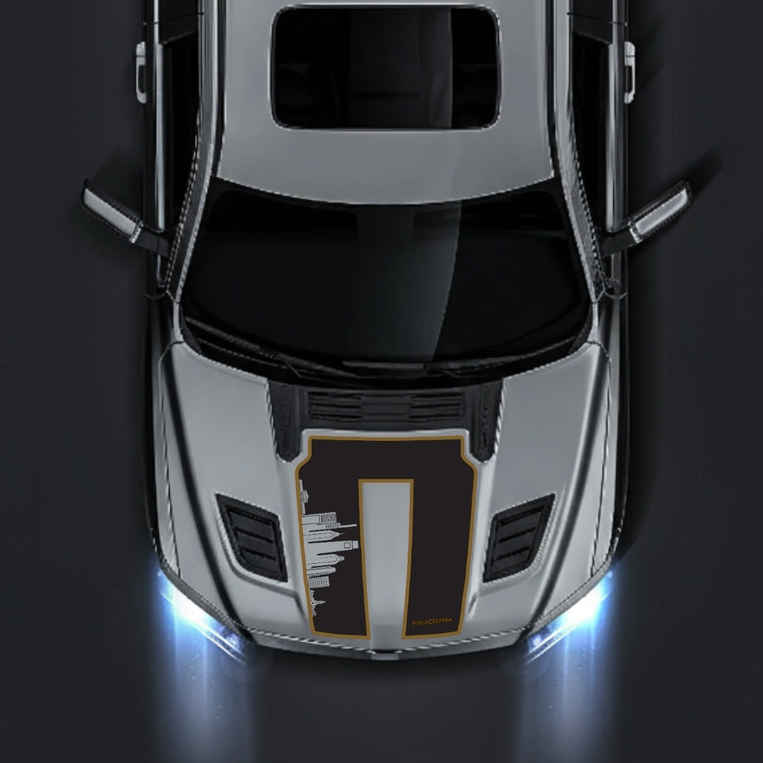 Performance Hood Panel Decal/Sticker - Philadelphia Skyline - Cut - Border Graphic Kit - For Dodge RAM 1500 2019-2025 - Premium Vinyl