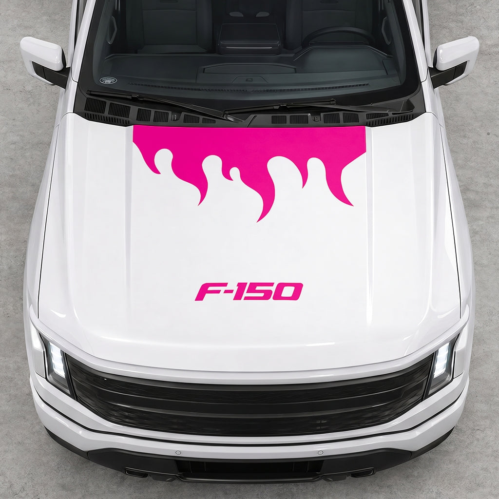 Hood Panel Decal/Sticker - Burning Flames Graphic Decal Graphic Kit - For Ford F-150 2015-2020 - Premium Vinyl
