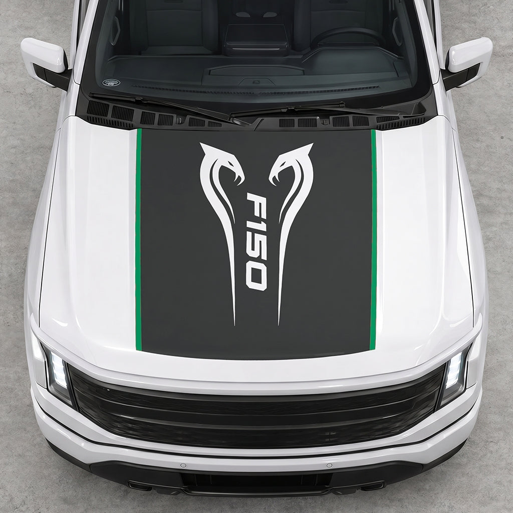 Hood Panel Decal/Sticker - Twin Cobra Graphic Decal Graphic Kit - For Ford F-150 2015-2020 - Premium Vinyl
