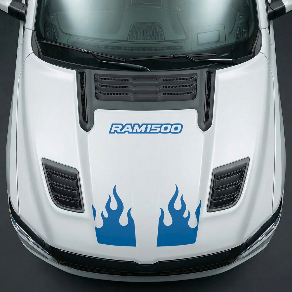 Hood Panel Decal/Sticker - RAM 1500 Flaming U-Shape - Cut Graphic Kit - For Dodge Ram 2019-2025 - Premium Vinyl