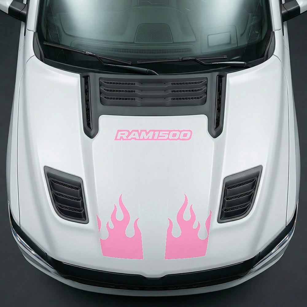 Hood Panel Decal/Sticker - RAM 1500 Flaming U-Shape - Cut Graphic Kit - For Dodge Ram 2019-2025 - Premium Vinyl