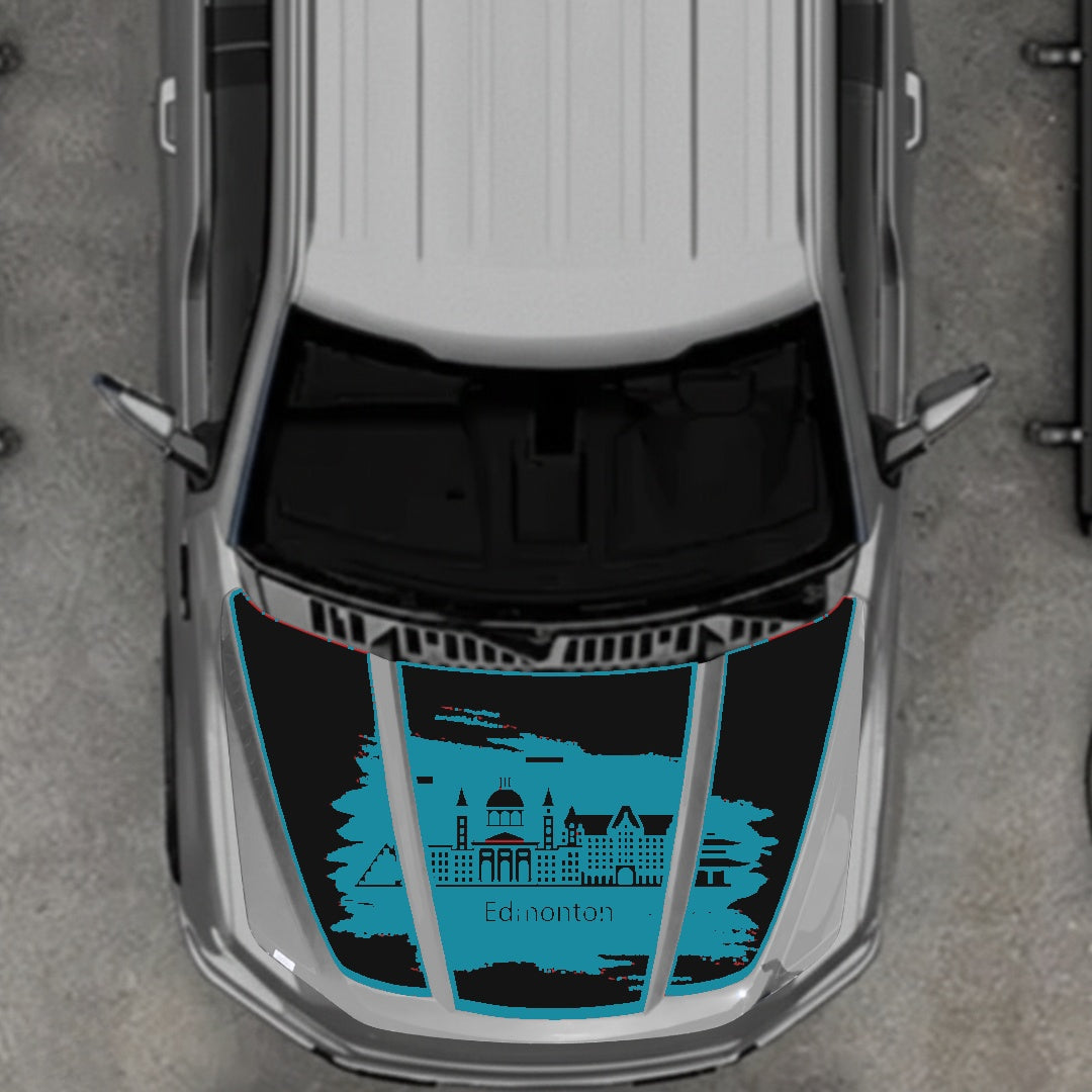 Hood Panel Decal/Sticker - Edmonton - Border Graphic Kit - For Ford F-150 2020-2026 - Premium Vinyl