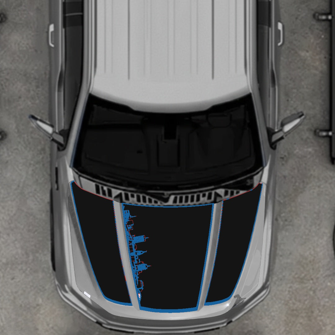 Hood Panel Decal/Sticker - Winnipeg Skyline - Border Graphic Kit - For Ford F-150 2020-2026 - Premium Vinyl