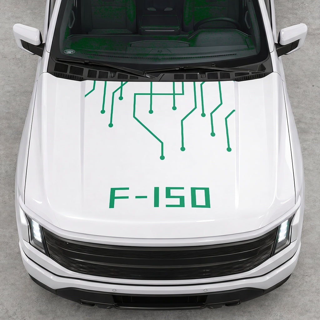 Hood Panel Decal/Sticker - Cut F150 Electric Circuit Graphic Decal Graphic Kit - For FORD F-150 2015-2020 - Premium Vinyl