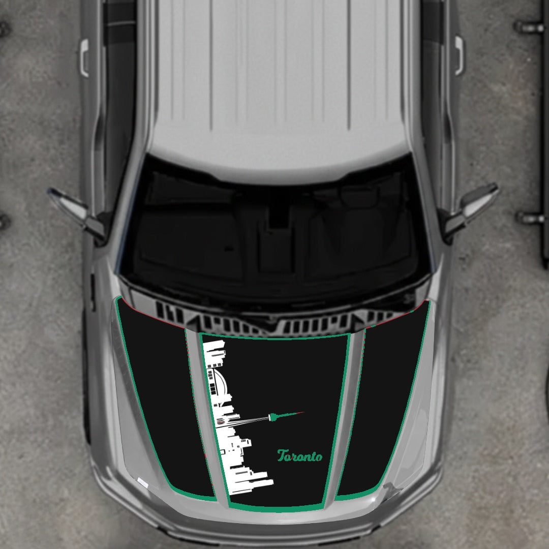 Hood Panel Decal/Sticker - Toronto Skyline - Cut - Border Graphic Kit - For Ford F-150 2020-2026 - Premium Vinyl