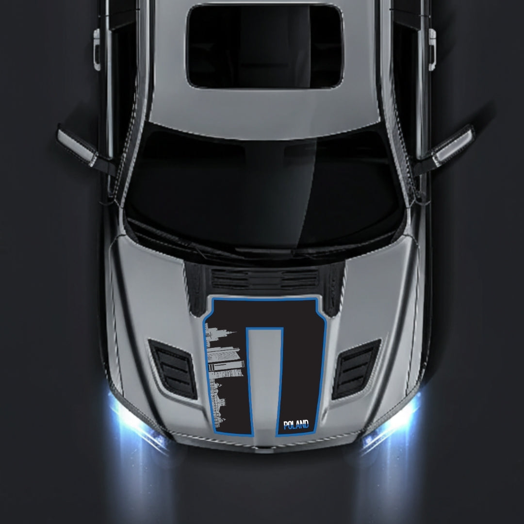 Performance Hood Panel Decal/Sticker - Poland Skyline - Cut - Border Graphic Kit - For Dodge RAM 1500 2019-2025 - Premium Vinyl