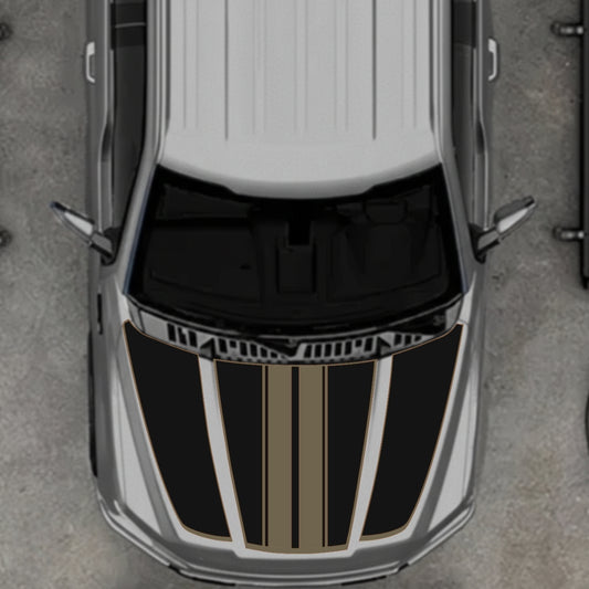 Hood Panel Decal/Sticker - Bars Style - Border Graphic Kit - For Ford F-150 2020-2026 - Premium Vinyl