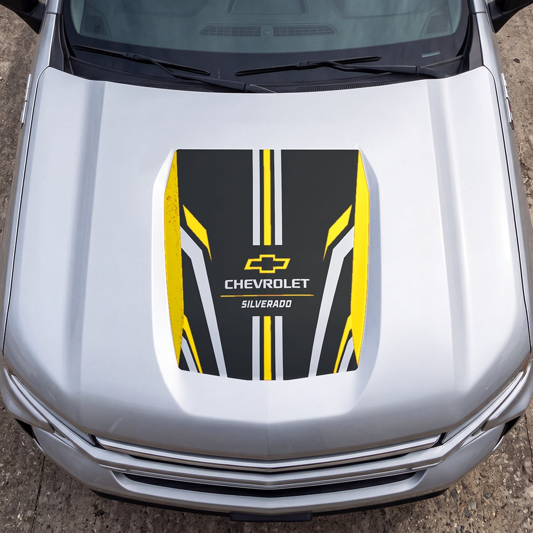 Hood Panel Decal/Sticker - Speed Graphic Decal Graphic Kit - For Chevrolet Silverado 2019-2024 - Premium Vinyl