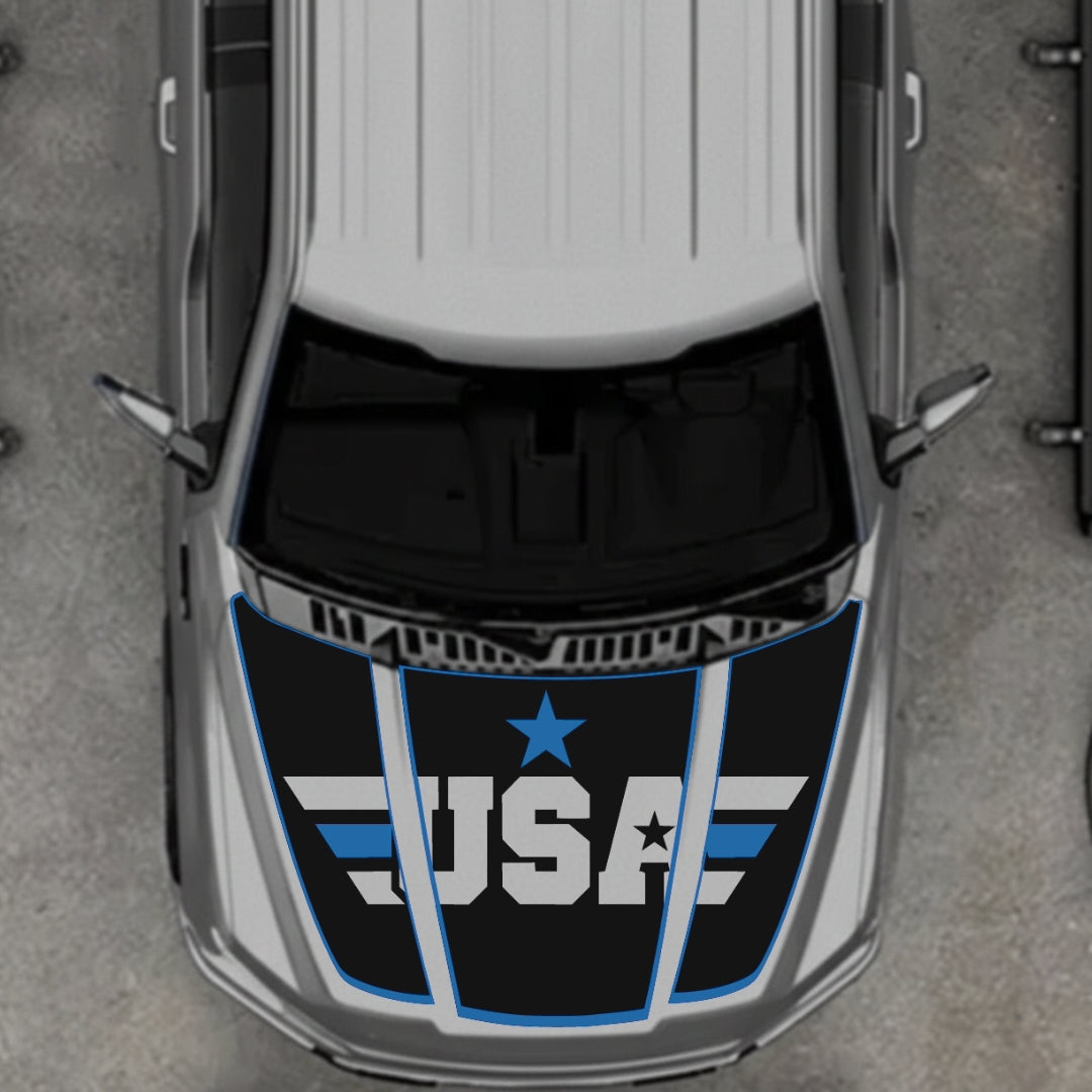 Hood Panel Decal/Sticker - USA Style 6 Graphic Kit - For Ford F-150 2020-2026 - Premium Vinyl