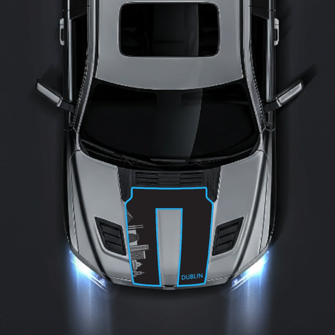 Hood Panel Decal/Sticker - Dublin Skyline - Cut - Border Graphic Kit - For Dodge RAM 1500 2019-2025 - Premium Vinyl