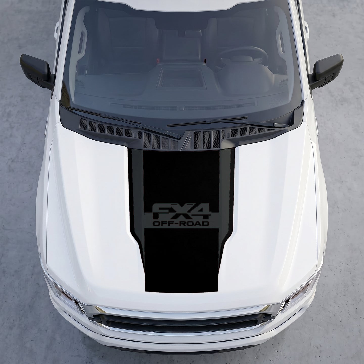 Hood Panel Decal/Sticker - FX4 Off-Road Edition Full Hood Decal Wrap – Bold  Center Accent Shield with Matte Black Track Stripes Graphic Kit - For Ford F-150 F150 2015-2020 - Premium Vinyl